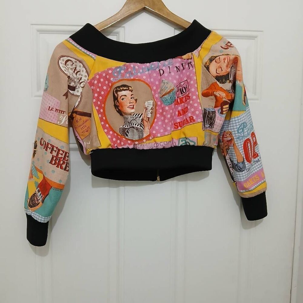 Colorful Retro Print Cropped Utility Jacket - Multicolor - Picture 5 of 5